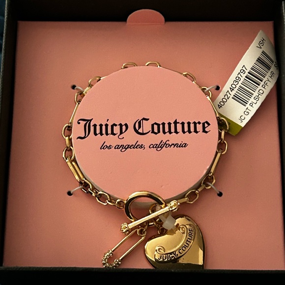Juicy Couture Pink and Gold Heart Charm Bracelet Set - Picture 2 of 2